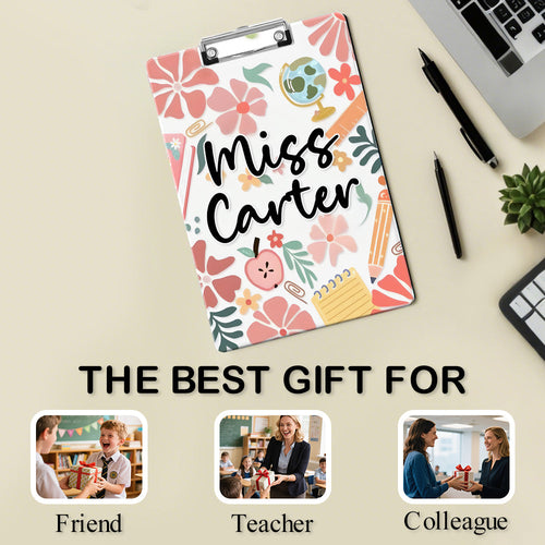 Custom Text Name Folder with Floral Stationery Design – Teacher's Day