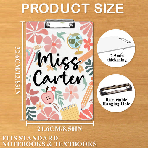 Custom Text Name Folder with Floral Stationery Design – Teacher's Day