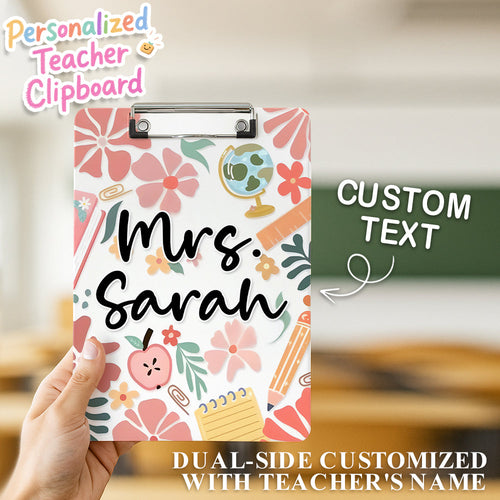 Custom Text Name Folder with Floral Stationery Design – Teacher's Day