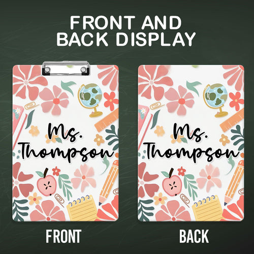 Custom Text Name Folder with Floral Stationery Design – Teacher's Day